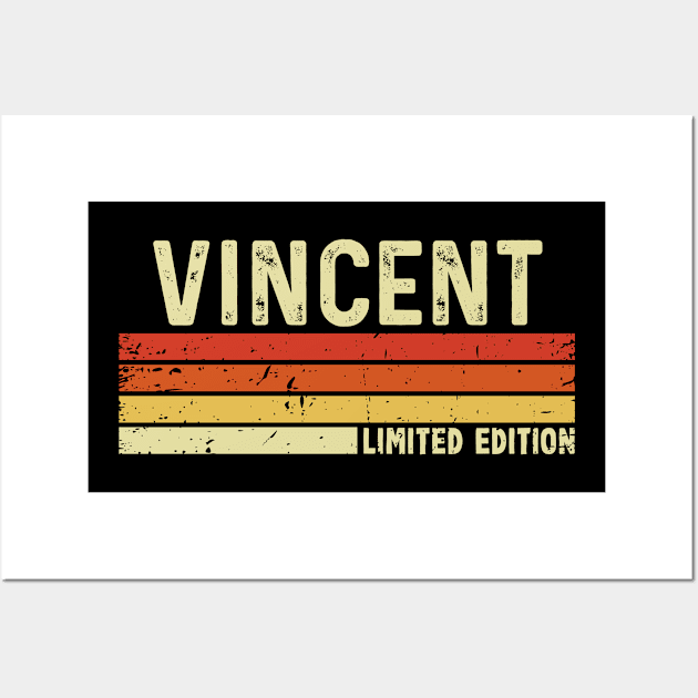 Vincent First Name Vintage Retro Gift For Vincent Wall Art by CoolDesignsDz